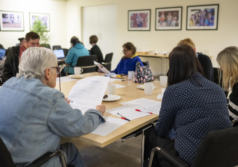 VoiceBox & RVSP members reviewing a complaints leaflet
