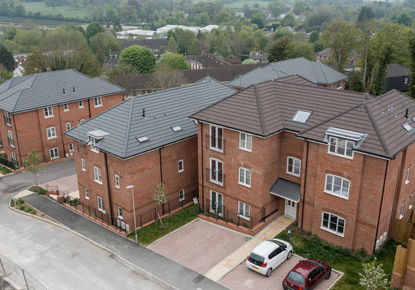 An aerial photo of new build houses.