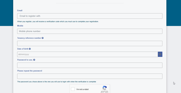 MyHightown register page screenshot