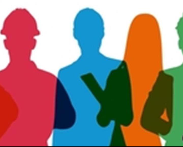 Silhouettes of people with different jobs 
