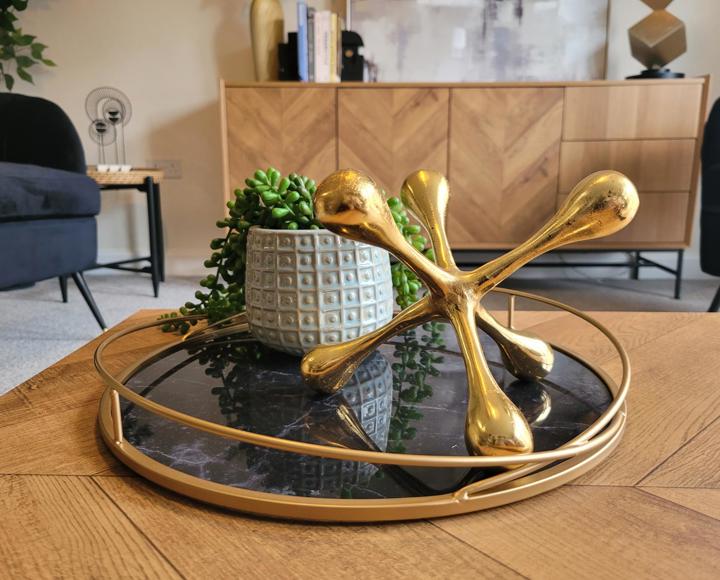 A stock image of an ornament on a coffee table