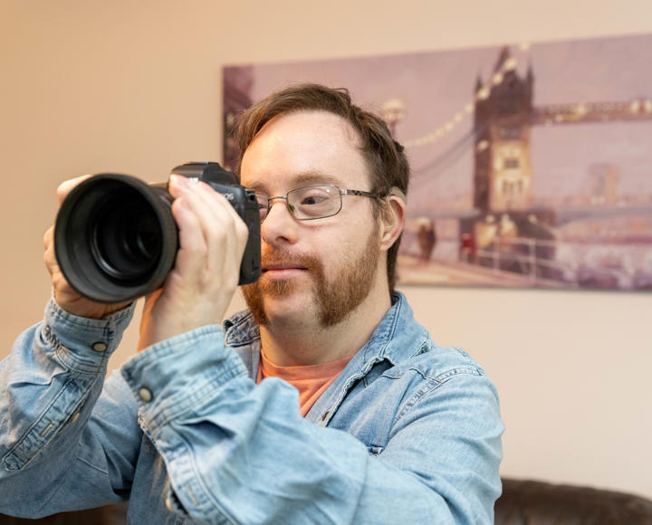 A service user using a camera