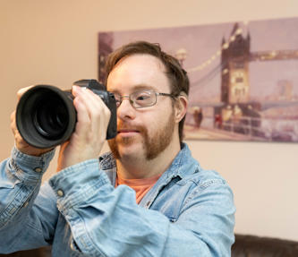 A service user using a camera