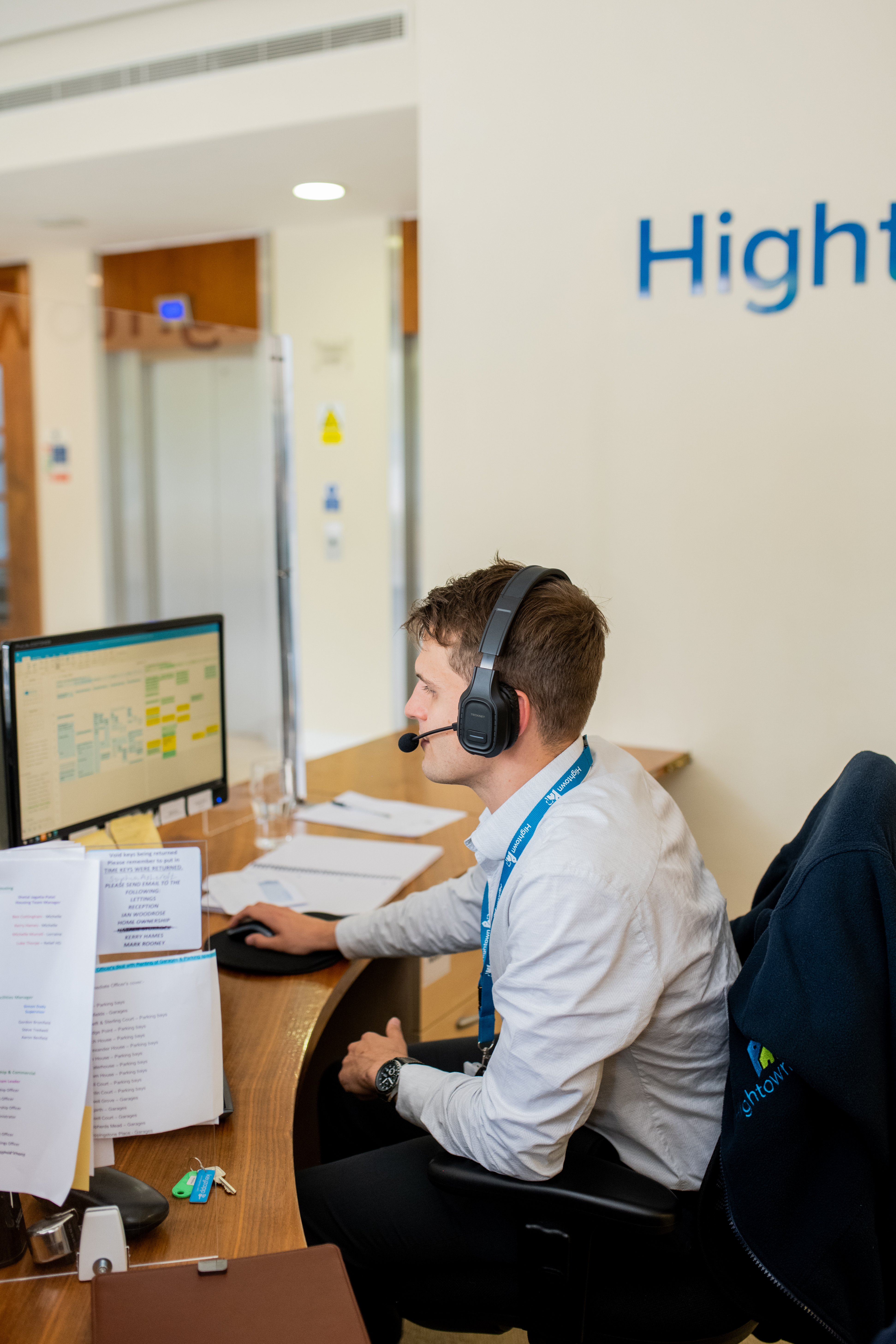 Hightown staff member on the phone to a resident