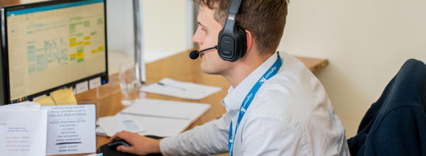 Hightown staff member on the phone to a resident