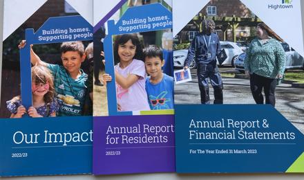  Front covers of Our Impact, Anual Report for Residents and Annual Report & Financial Statements 22/23