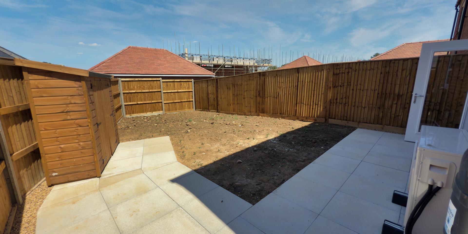 There is a patio area in the rear garden as well as a shed