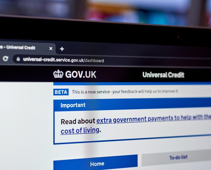 A gov.uk webpage talking about universal credit