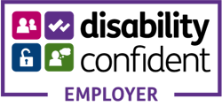 A logo which says 'disability confident employer'. 