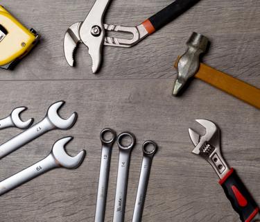 Different tools used for repairs to properties