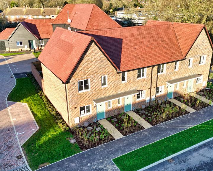 Elevated View Of Front Of Properties