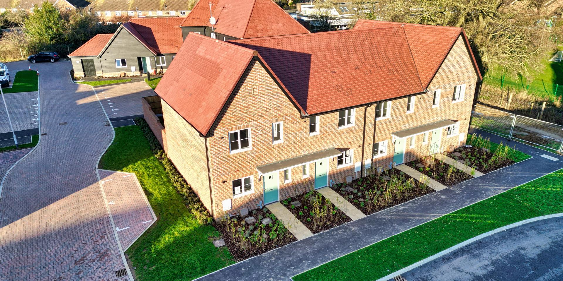 Elevated View Of Front Of Properties