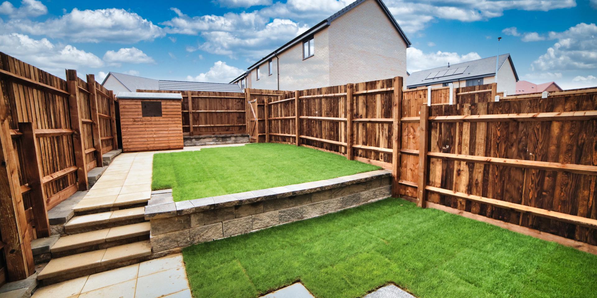 The garden is split over two levels and contains a shed