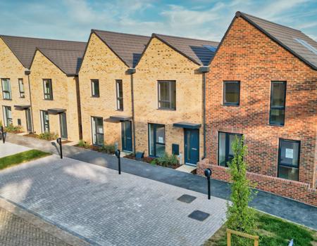 A row of terraced an semi-detached houses