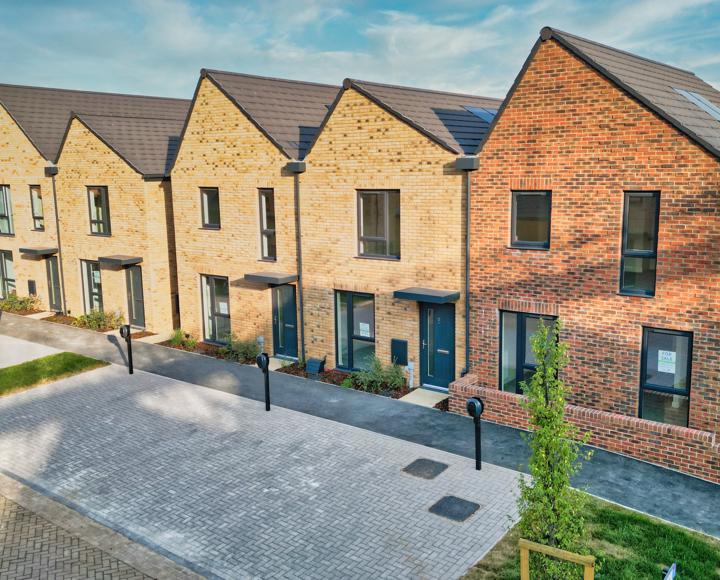 A row of terraced an semi-detached houses