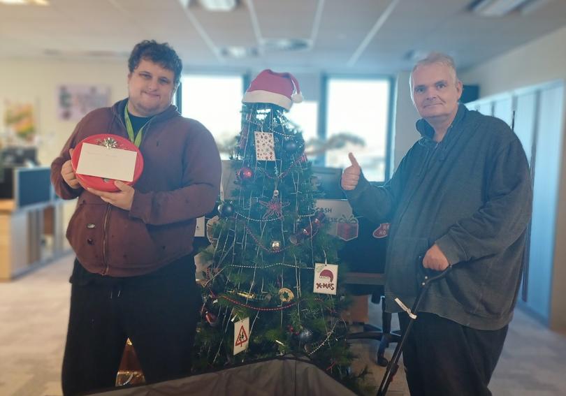 VoiceBox members delivering chocolates to Hightown colleagues